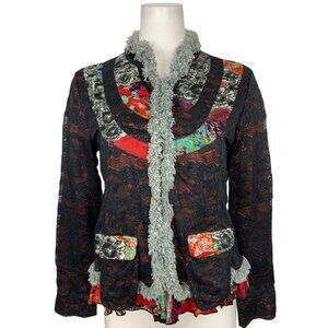 Tango Mango Lace Jacket S Ruffle Fringe Art To Wear